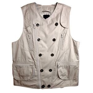 3.1 Phillip Lim Double Breasted Tan Cotton Utility FullZip Button Vest Womens M